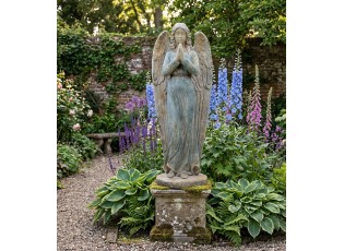 Béžovo-zelená antik dekorace socha anděl Angel Vintage - 48*32*119 cm