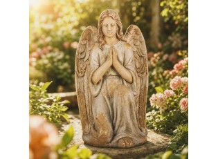 Béžová antik dekorace socha anděl Angel Baroque - 34*36*55 cm