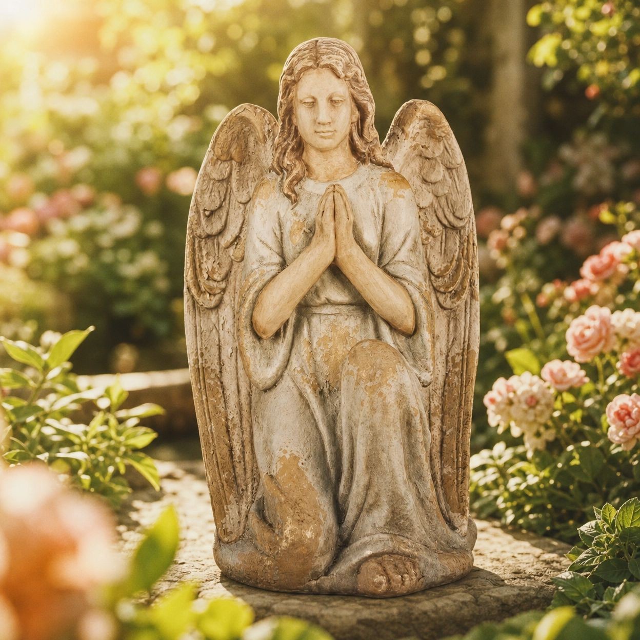 Béžová antik dekorace socha anděl Angel Baroque - 34*36*55 cm