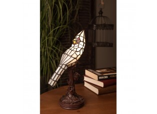Stolní lampa Tiffany White Parrot - 15*12*33 cm E14/max 1*25W