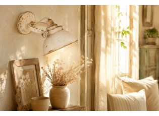 Nástěnná bílá retro lampa - 21*30*19 cm E14/25W
