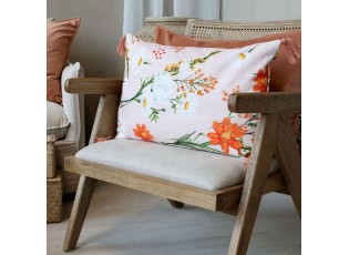 Růžový povlak na polštář se střapci a květy Aix Wild Flowers - 60*40 cm
