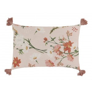 Růřový povlak na polštář se střapci a květy Aix Wild Flowers - 60*40 cm