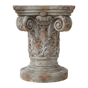 Béžový antik dekorační stolek sloup na květiny - 38*38*48 cm