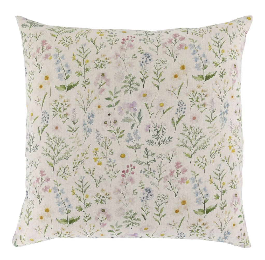 Béžový povlak na polštář s květy Aix Wild Flowers - 60*60 cm