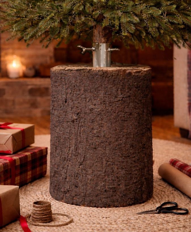 Hnědý stojan na stromek ve tvaru pařezu Christmas Tree - Ø 32*55 cm