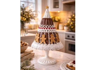 Dekorace dort s perníčky na podnosu na noze Gingerbread Cake - Ø 29*52 cm
