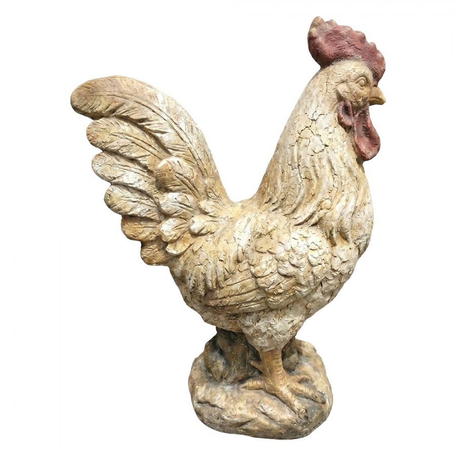Béžová antik dekorativní figurka venkovský kohout - 35*22*49 cm