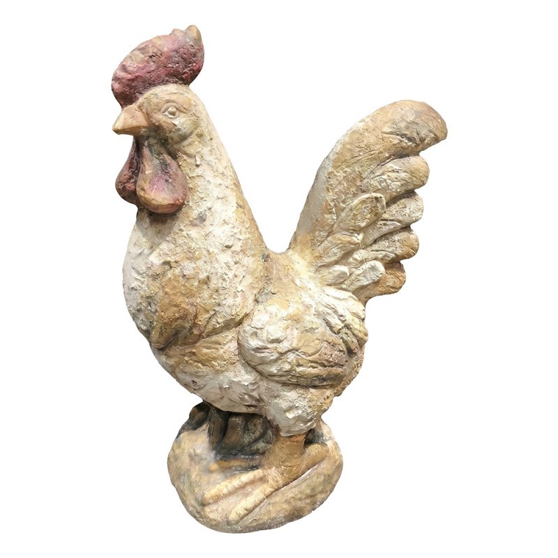Béžová antik dekorativní figurka venkovský kohout - 35*22*49 cm