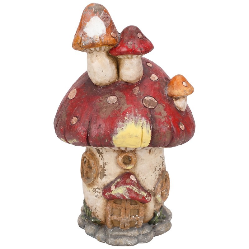 Béžová antik dekorace figurka domek houba muchomůrka - 30*27*50 cm