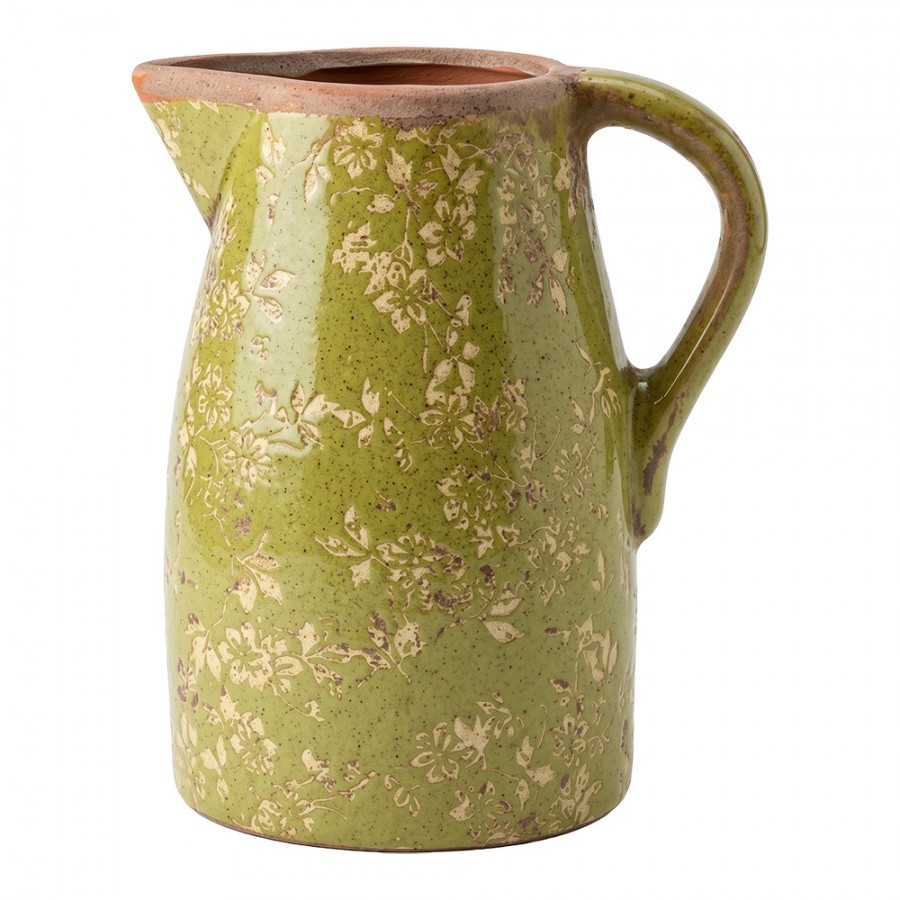 Zelený keramický džbán Rustic Wild Herb L - 20*16*24 cm