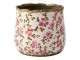 Keramický obal na květináč s růžovými květy Vintage Bloom M - Ø 14*12 cm Clayre & Eef