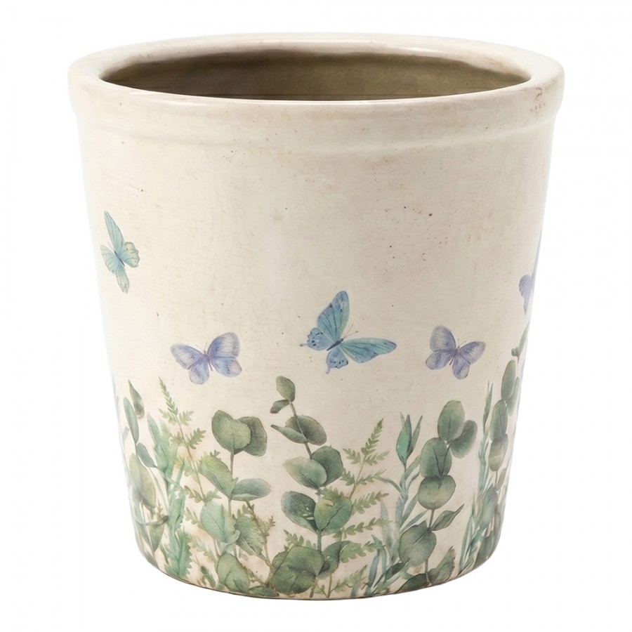 Dekorativní obal na květináč Butterflies Home L - Ø 17*16 cm