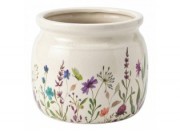 Keramický obal na květináč s lučními květy Rustic Flora M - Ø 16*13 cm