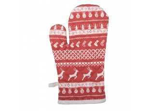 Červená bavlněná chňapka rukavice s jeleny Nordic Christmas New - 16*30 cm