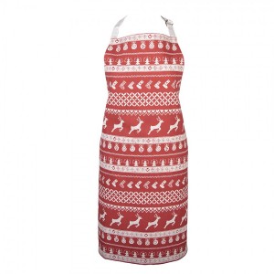 Červená bavlněná zástěra s jeleny Nordic Christmas New - 70*85 cm