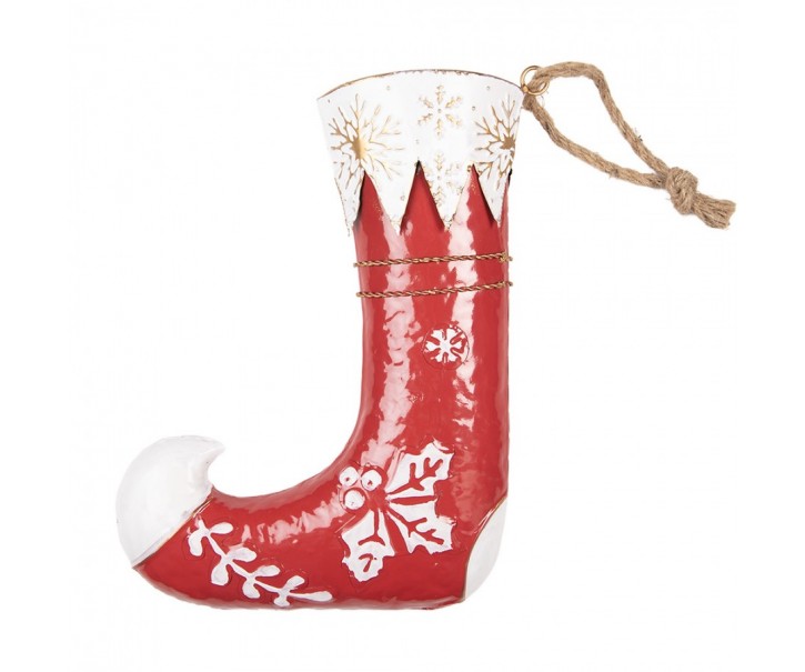 Christmas Ornament Christmas Stocking 26x8x35 Cm Red Metal - 26*8*35 cm Clayre & Eef