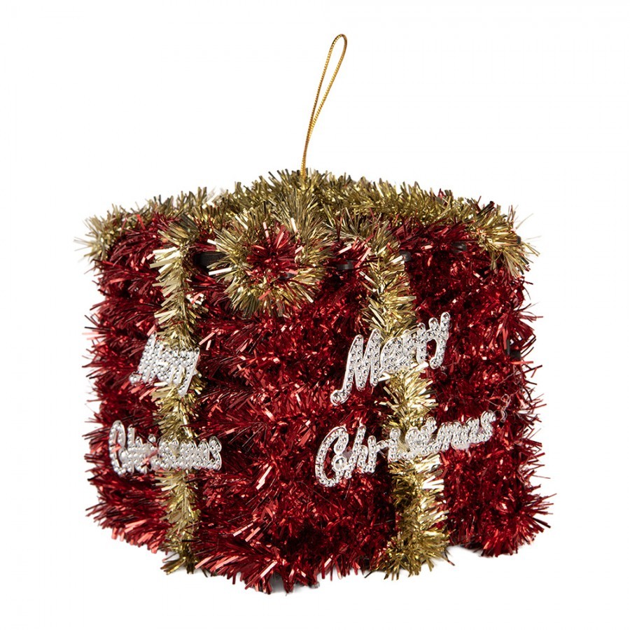 Christmas Ornament Gift 9x9x10 Cm Red Plastic - 9*9*10 cm Clayre & Eef Christmas Ornament Gift 9x9x10 Cm Red Plastic - 9*9*10 cm Clayre & Eef