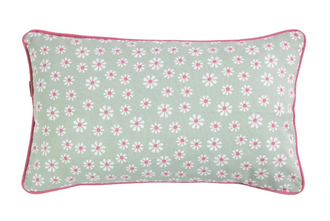 Zelený dekorativní polštář s květy sedmikrásek Life in Bloom - 30*50 cm