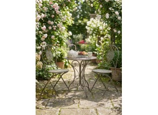 Zelený kovový zahradní Bistro set stůl a 2 židle - Ø 60*70 / 50*40*93 cm 