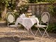 Béžový zahradní kovový Bistro set stůl a 2 židle - Ø 60*74 / 50*40*92 cm Clayre & Eef