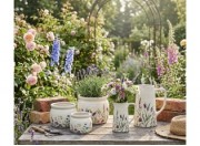 Keramický obal na květináč s lučními květy Rustic Flora M - Ø 16*13 cm