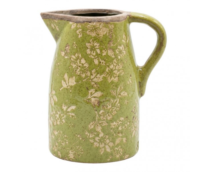 Zelený keramický džbán Rustic Wild Herb M - 16*12*19 cm Clayre & Eef