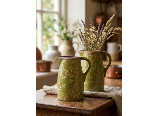 Zelený keramický džbán Rustic Wild Herb - 20*16*24 cm