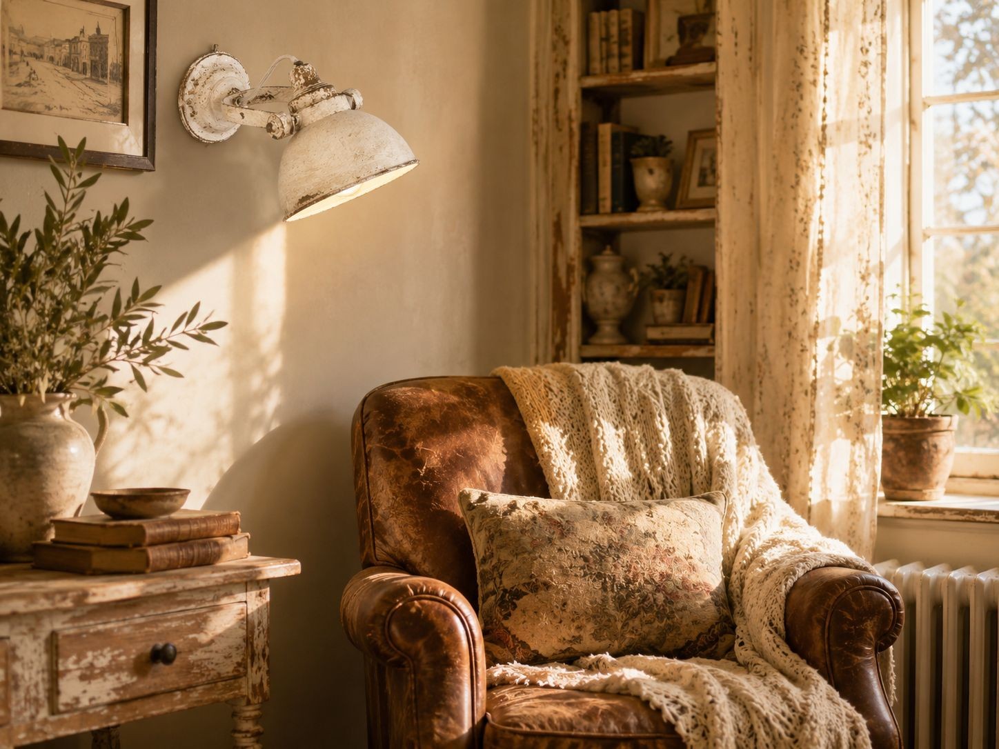 Nástěnná bílá retro lampa - 21*30*19 cm E14/25W