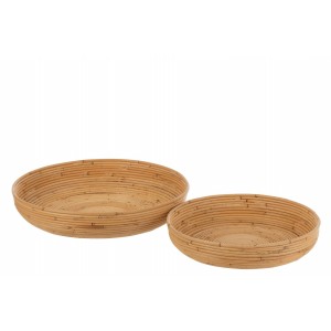 2ks přírodní ratanový podnos Rattan Boom - Ø 50*10 / Ø 40*8 cm