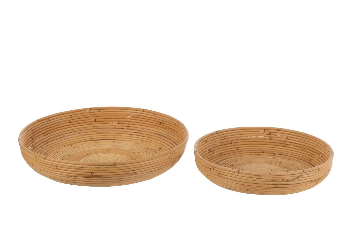 2ks přírodní ratanový podnos Rattan Boom - Ø 50*10 / Ø 40*8 cm