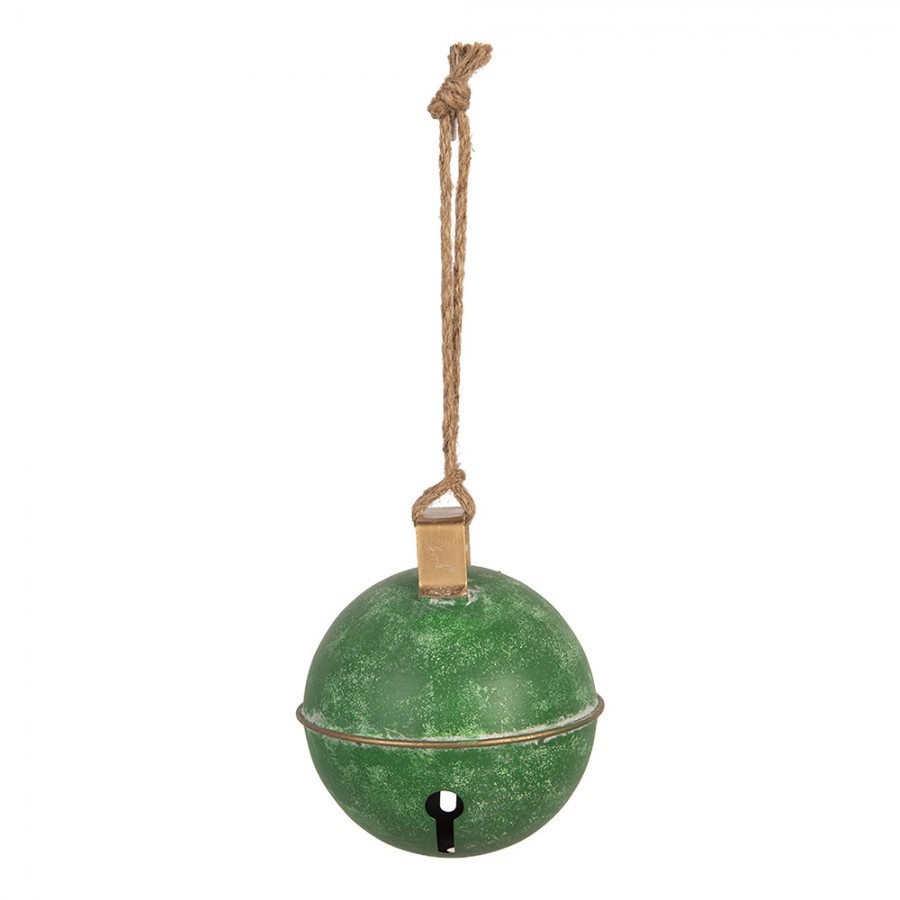 Zelená závěsná vintage rolnička - Ø 16*18 cm