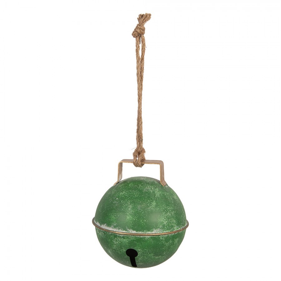 Zelená závěsná vintage rolnička - Ø 16*18 cm