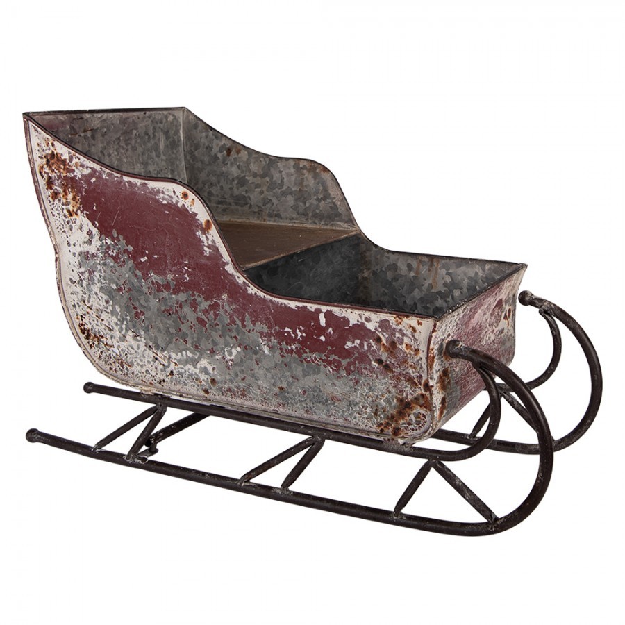 Červené antik kovové sáně - Vánoční nostalgie - 51*23*30 cm
