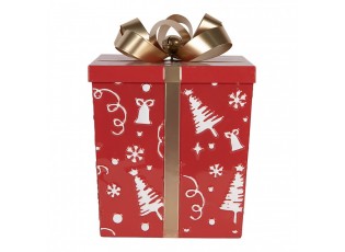 Christmas Decoration Figurine Gift 26x26x33 / 21x21x27 Cm Red Metal - (2) 26*26*33 / 21*21*27 cm