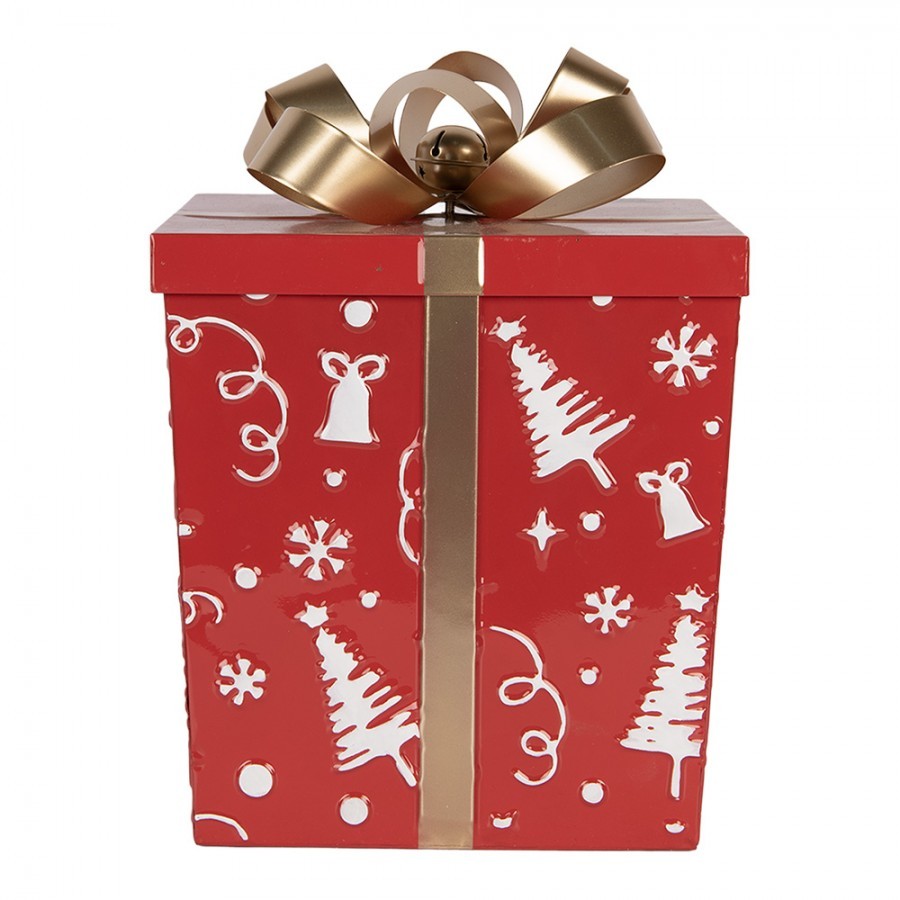 Christmas Decoration Figurine Gift 26x26x33 / 21x21x27 Cm Red Metal - (2) 26*26*33 / 21*21*27 cm