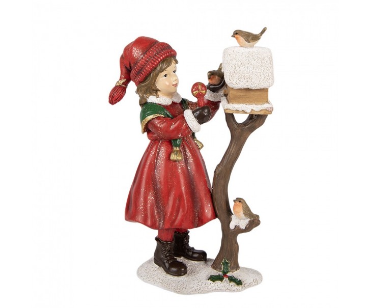 Christmas Decoration Figurine Child 13x7x19 Cm Red Plastic - 13*7*19 cm Clayre & Eef