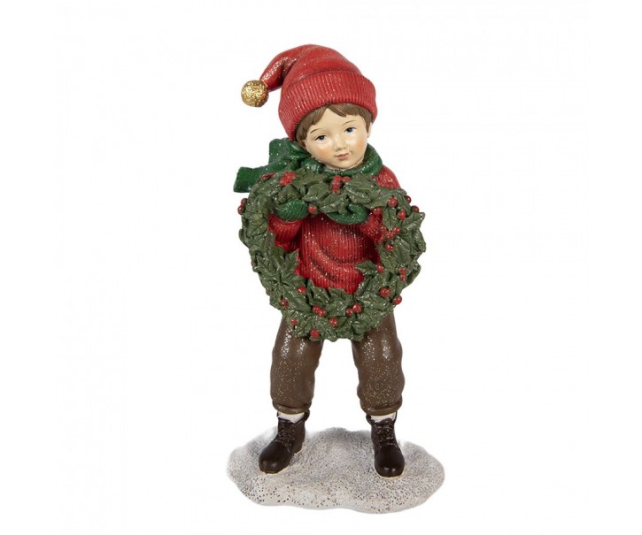 Christmas Decoration Figurine Child 10x6x19 Cm Red Plastic - 10*6*19 cm Clayre & Eef