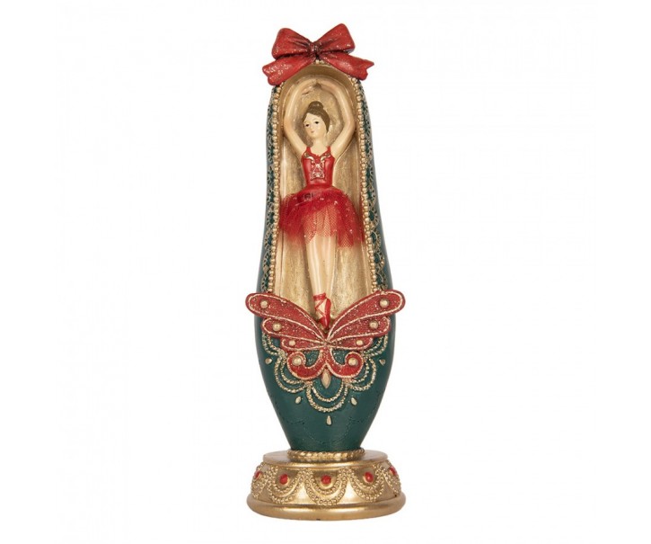 Christmas Decoration Figurine Ballerina 7x7x19 Cm Red Plastic - 7*7*19 cm Clayre & Eef