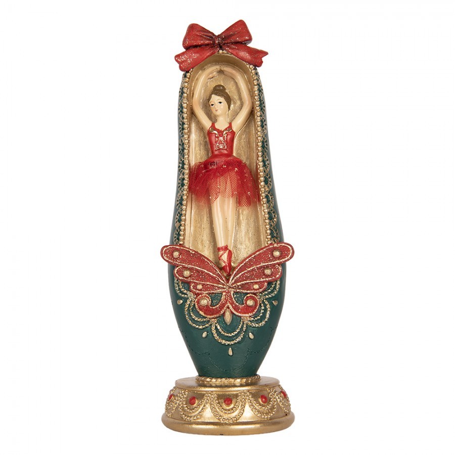 Christmas Decoration Figurine Ballerina 7x7x19 Cm Red Plastic - 7*7*19 cm