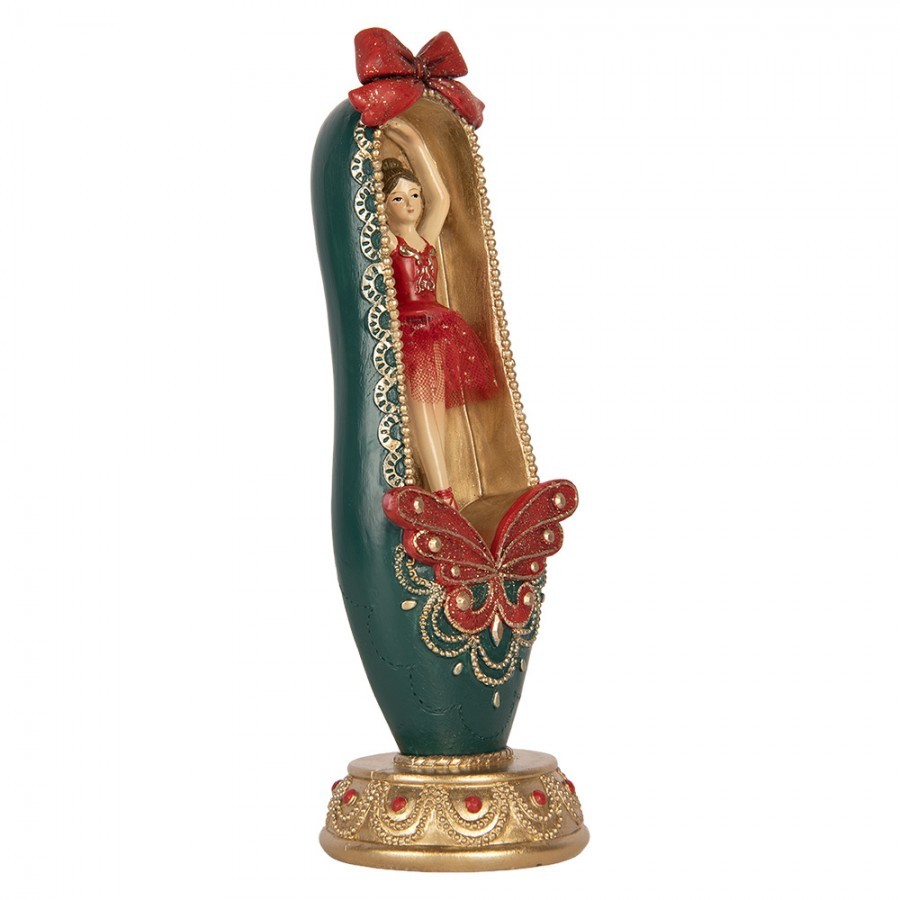 Christmas Decoration Figurine Ballerina 7x7x19 Cm Red Plastic - 7*7*19 cm