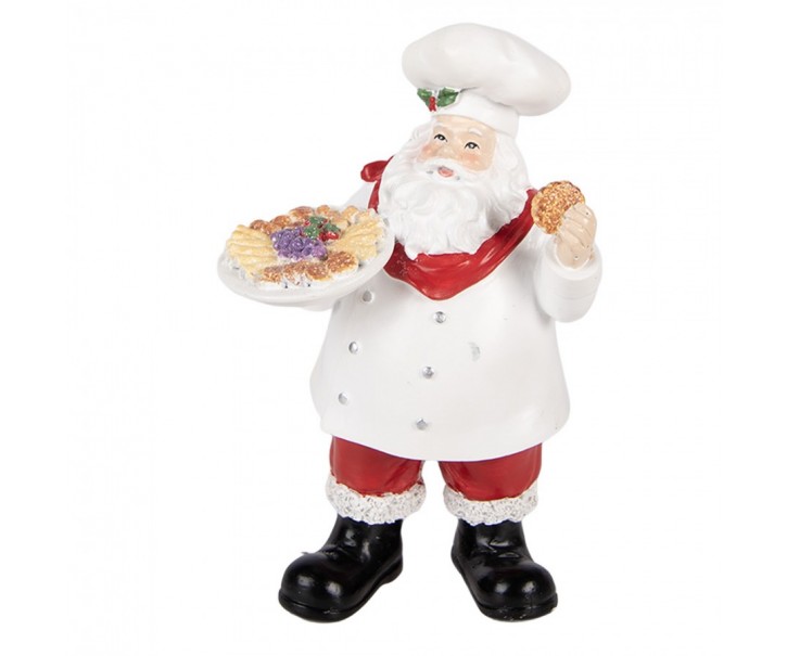 Christmas Decoration Figurine Santa Claus 11x8x18 Cm White Plastic - 11*8*18 cm Clayre & Eef