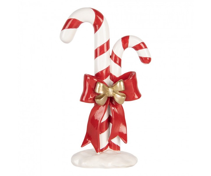Christmas Decoration Figurine Candy Cane 16x8x26 Cm Red Plastic - 16*8*26 cm Clayre & Eef