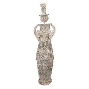 Majestátní stojící figurína anděla s knihou v šedé antik - 27*20*107 cm