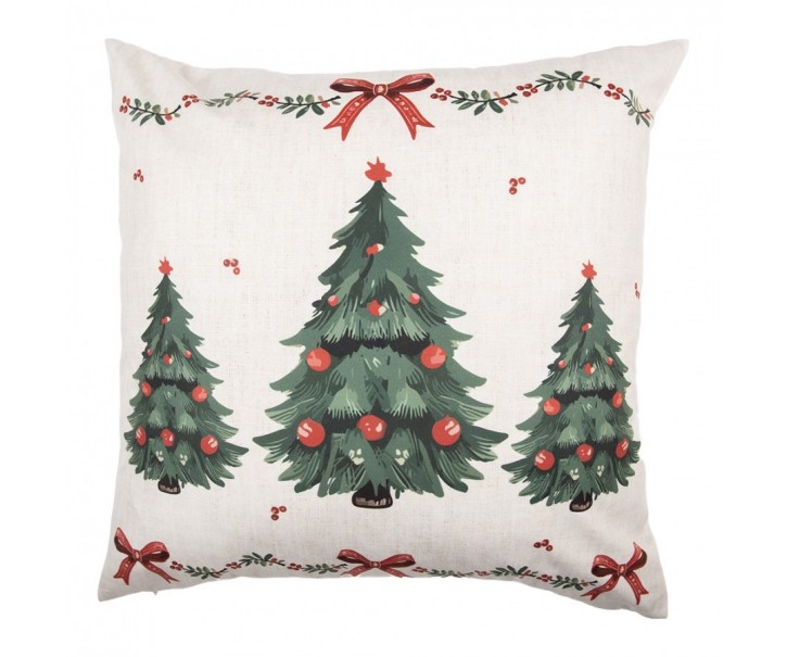 Béžový polštář se stromky Christmas Harmony - 45*45*4 cm Clayre & Eef