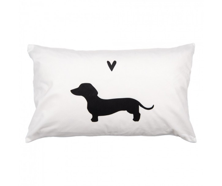 Decorative Cushion White Synthetic Dog Cushion Cover With Cushion Filling - 30*50*4 cm Clayre & Eef