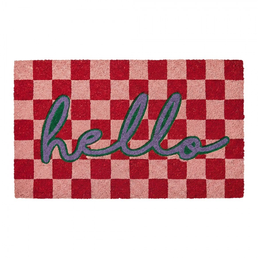 Barevná kokosová rohožka s nápisem Hello - 75*45*1 cm