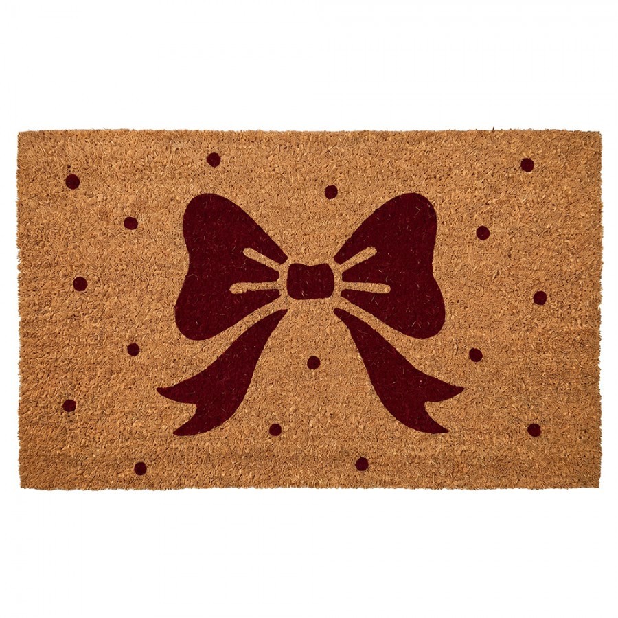 Hnědá kokosová rohožka s designem mašle - 75*45*1 cm