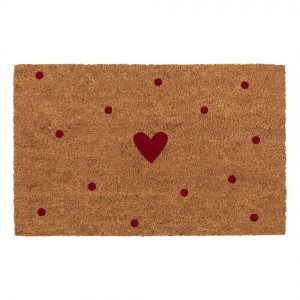 Hnědá kokosová rohožka se srdíčky Heart - 75*45*1 cm
