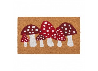 Hnědá kokosová rohožka s muchomůrkami Mushrooms - 75*45*1 cm